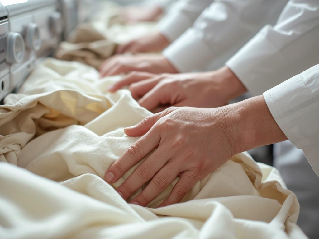 image we are profesionall laundry service customers arms for customer satisfaction, no direct faces color warm beige, cream white (1)