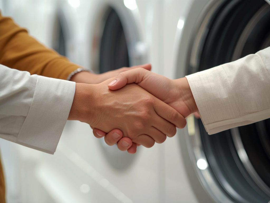 image we are profesionall laundry service customers arms for customer satisfaction, no direct faces color warm beige, cream white
